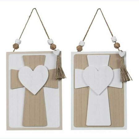 YOUNGS Wood Faith Wall Cross with Raised Heart, 2 Assorted Color - MDF 12362